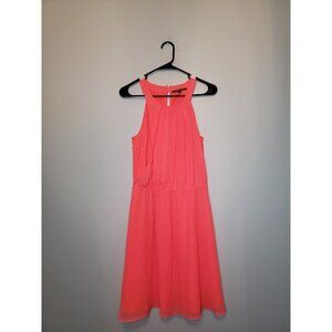 Gianni Bini Womens Sz S Dress Neon Pink Sleeveless Round Neck A Line Mini Length